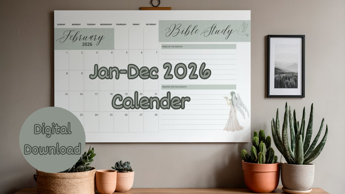 2026 Bible Study Calender Jan-Dec